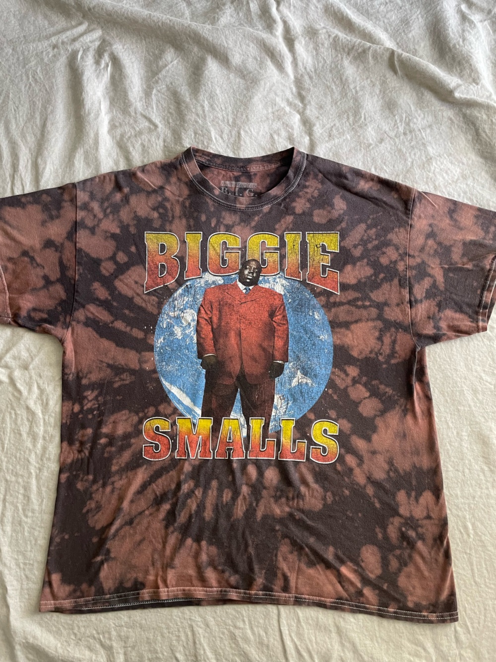 Vintage Notorious BIG Biggie Smalls Graphic Tie-Dye T-Shirt Brown Men Large Rap